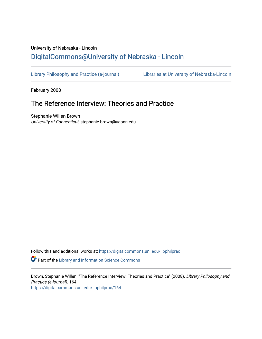 The Reference Interview: Theories and Practice