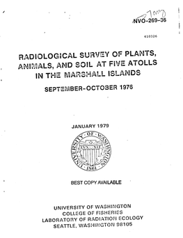 Radiological Survey of Plants, Animals, and Soil at Five Atolls in the Marshall Islands September-October 1976