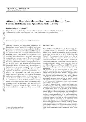 Attractive Heaviside-Maxwellian (Vector) Gravity from Special