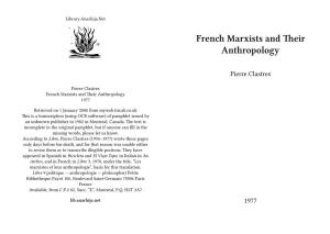 French Marxists and Their Anthropology