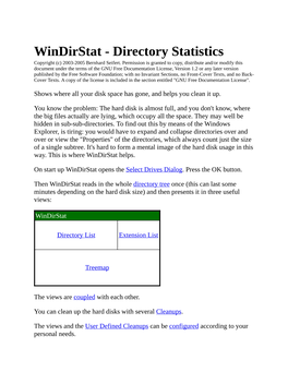 Windirstat - Directory Statistics Copyright (C) 2003-2005 Bernhard Seifert