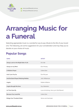 Arranging Music for a Funeral