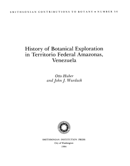 History of Botanical Exploration in Territorio Federal Amazonas, Venezuela