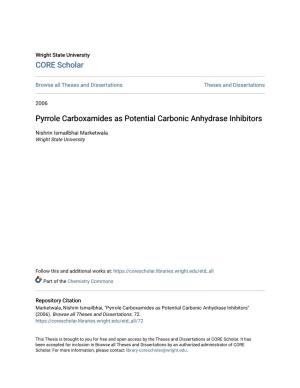 Pyrrole Carboxamides As Potential Carbonic Anhydrase Inhibitors