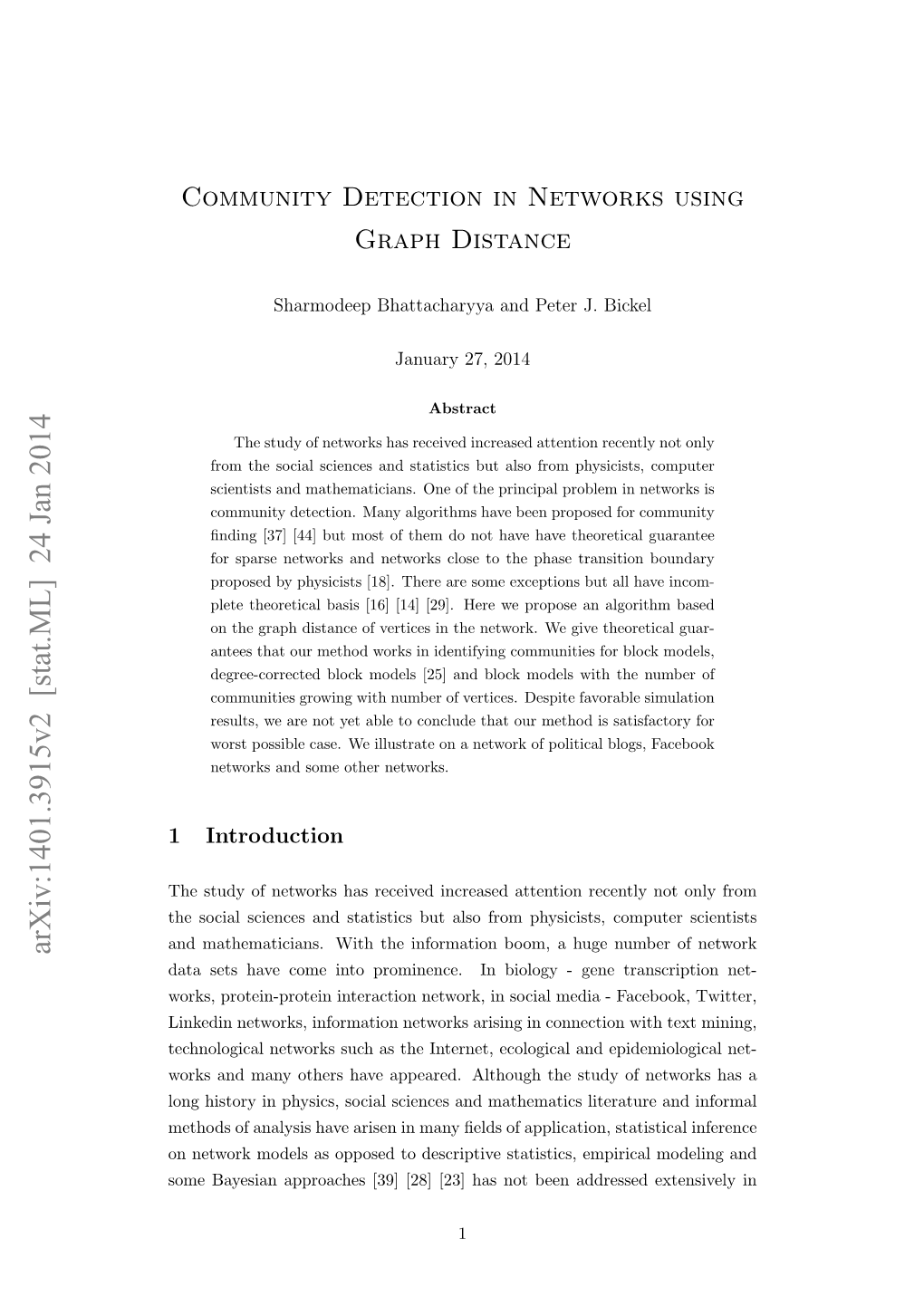 Community Detection in Networks Using Graph Distance