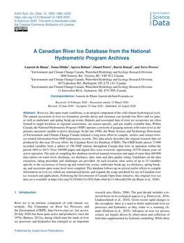 A Canadian River Ice Database from the National Hydrometric Program Archives