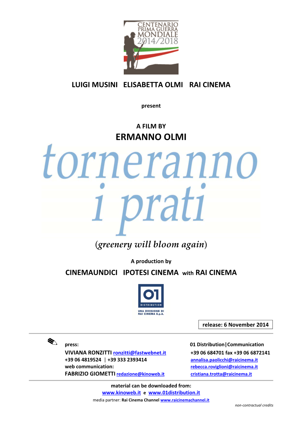 TORNERANNO I PRATI Pressbook Uscita 6 Novembre