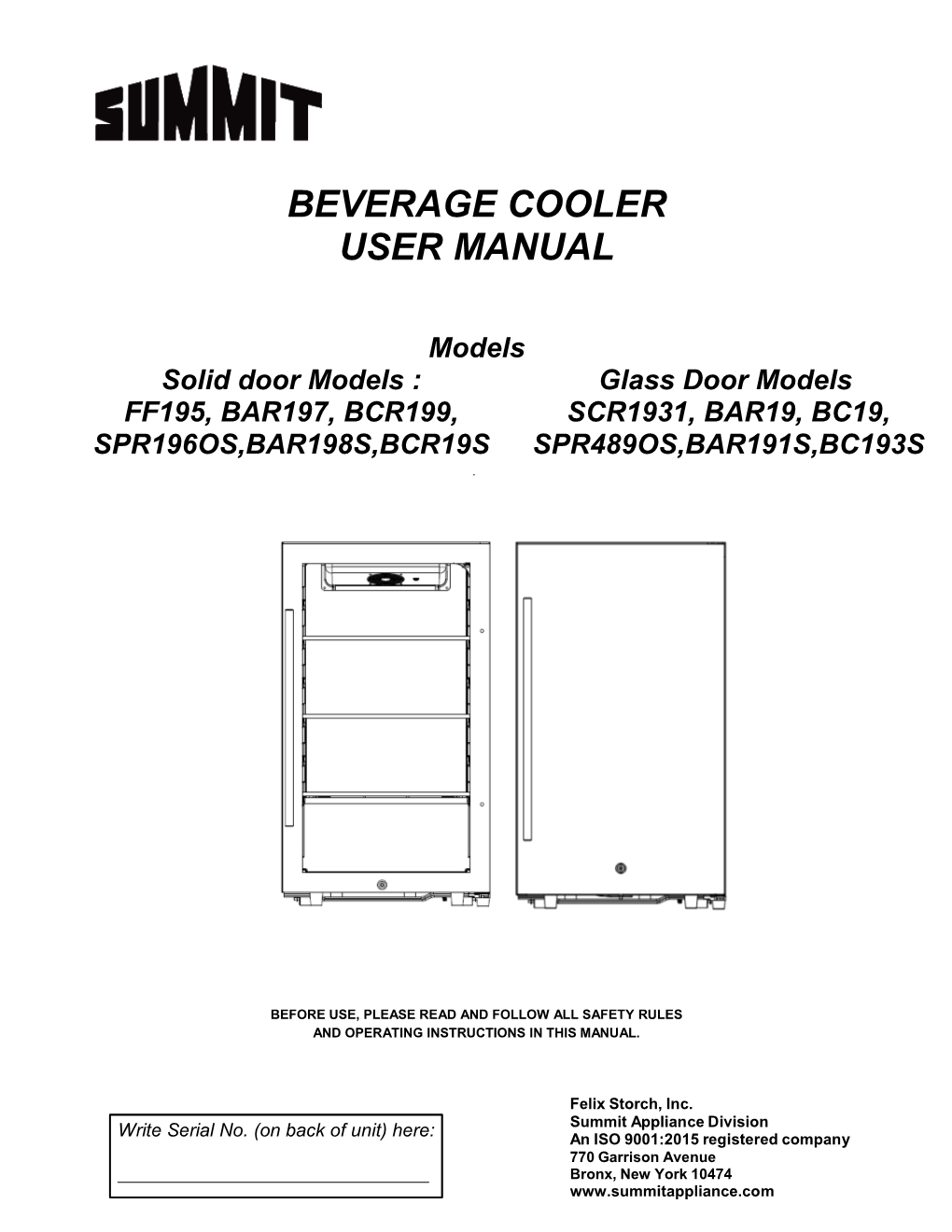 Beverage Cooler User Manual