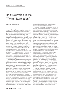 Iran: Downside to the “Twitter Revolution”