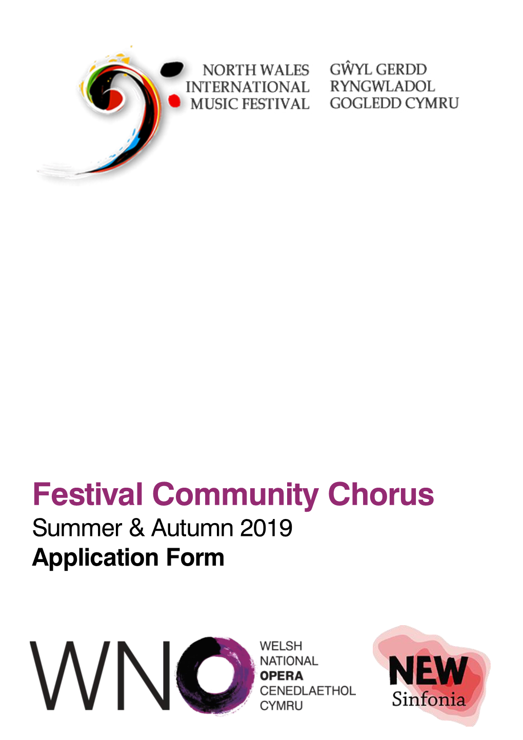 Festival Community Chorus Summer & Autumn 2019 Application Form