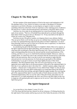 Chapter 8: the Holy Spirit