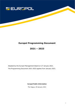 Europol Programming Document 2021 – 2023