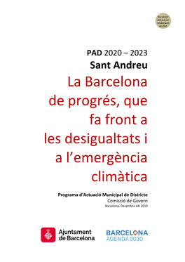 La Barcelona De Progrés, Que Fa Front a Les Desigualtats I a L'emergència