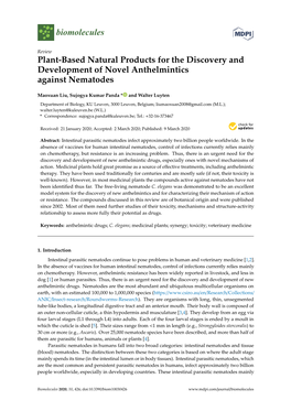 Plant-Based Natural Products for the Discovery and Development of Novel Anthelmintics Against Nematodes