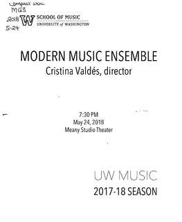 MODERN MUSIC ENSEMBLE Cristina Valdes, Director