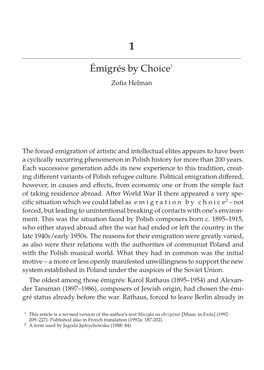 Émigrés by Choice1 Zoﬁa Helman