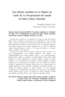 Carlos II: La Peregrinación Del Mundo De Pedro Cubero Sebastian