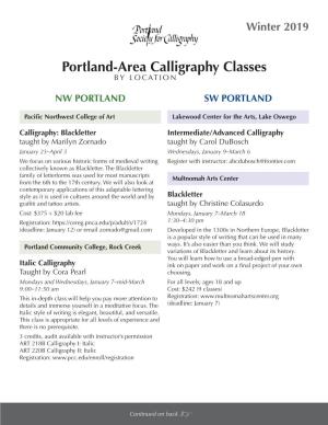 Portland-Area Calligraphy Classes by LOCATION