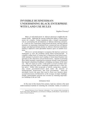 Undermining Black Enterprise with Land Use Rules