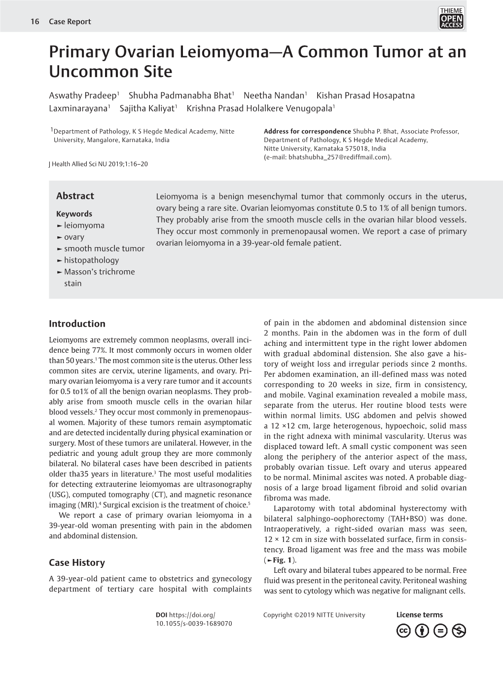 Primary Ovarian Leiomyoma—A Common Tumor at an Uncommon Site