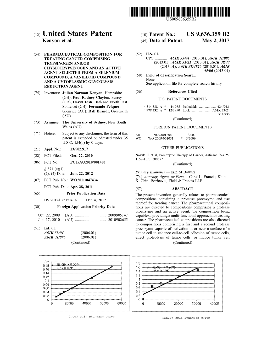 (12) United States Patent (10) Patent No.: US 9,636,359 B2 Kenyon Et Al