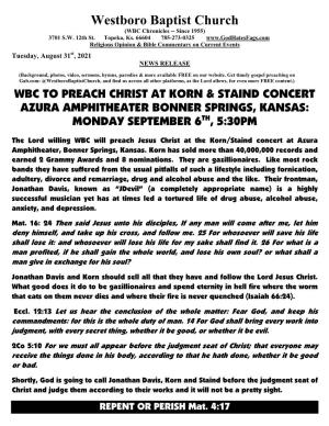WBC to Picket Korn in Bonner Springs, Kansas