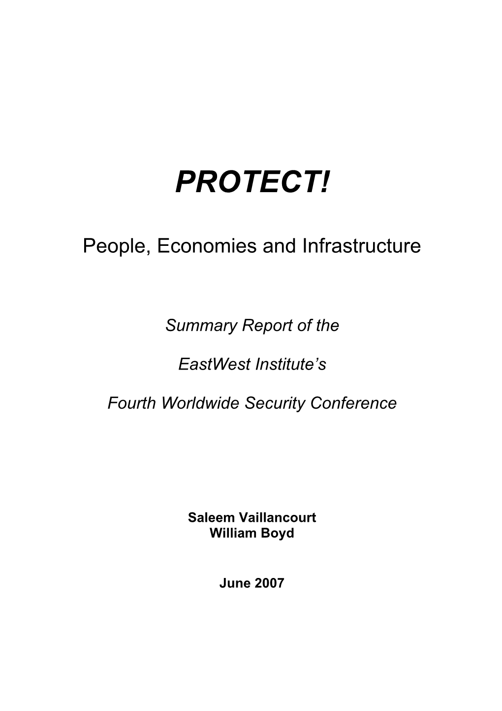 Protect! People, Economies and Infrastructure