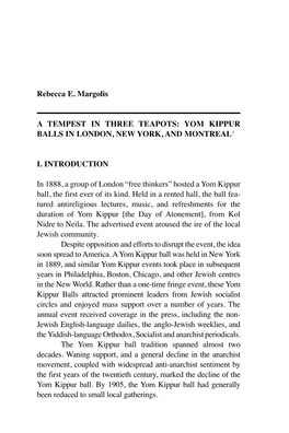 A Tempest in Three Teapots: Yom Kippur Balls in London, New York, and Montreal1