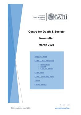 Centre for Death & Society Newsletter March 2021