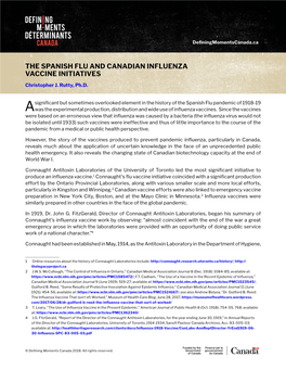 The Spanish Flu and Canadian Influenza Vaccine Initiatives