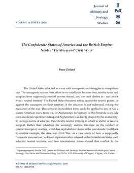 The Confederate States of America and the British Empire: Neutral Territory and Civil Wars1