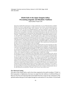 Chishti Sufis in the Upper Gangetic Valley: Pre-Existing Linguistic and Ritualistic Traditions Saiyid Zaheer Husain Jafri