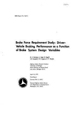 Vehicle Braking Performance As a Function of Brake System Design Variables