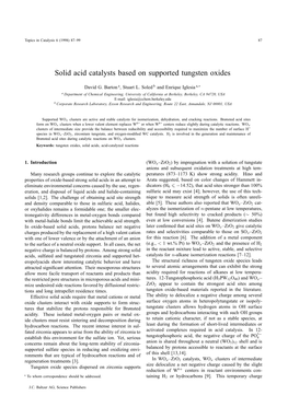 Solid Acid Catalysts Based on Supported Tungsten Oxides