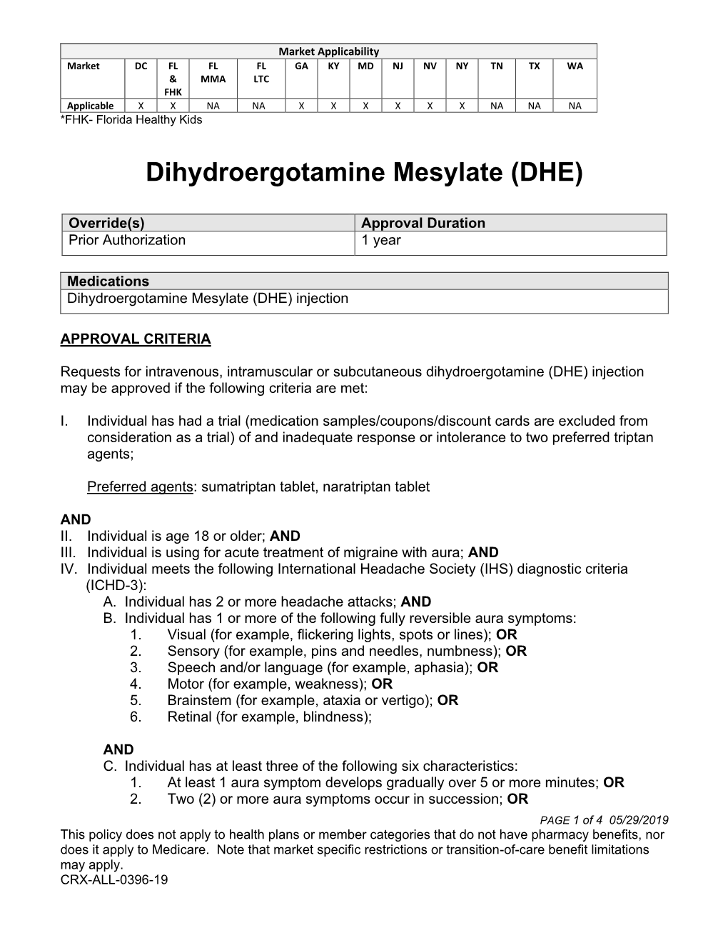 Dihydroergotamine Mesylate (DHE)