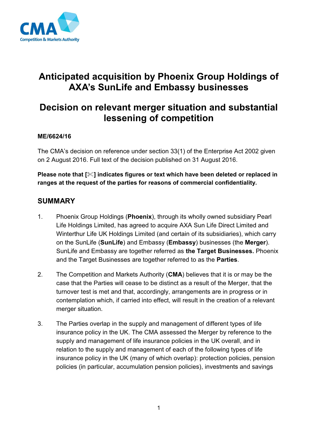 Phoenix/AXA Full Text Decision