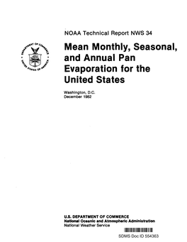 Mean Monthly, Seasonal, and Annual Pan Evaporation for the United States