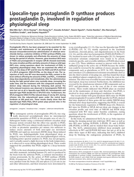 Lipocalin-Type Prostaglandin D Synthase Produces Prostaglandin D2 Involved in Regulation of Physiological Sleep
