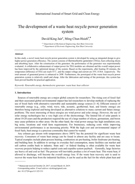 The Development of a Waste Heat Recycle Power Generation System