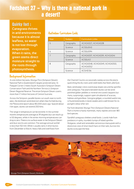 Factsheet 27 – Why Is There a National Park in a Desert?