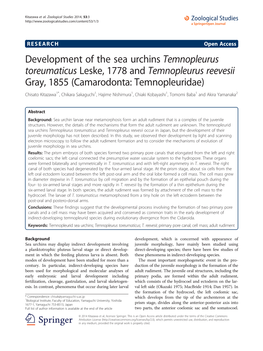 Development of the Sea Urchins Temnopleurus Toreumaticus Leske