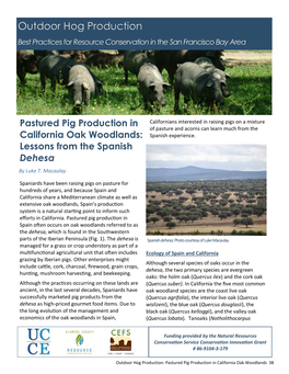 Pastured Pig Production in California Oak Woodlands