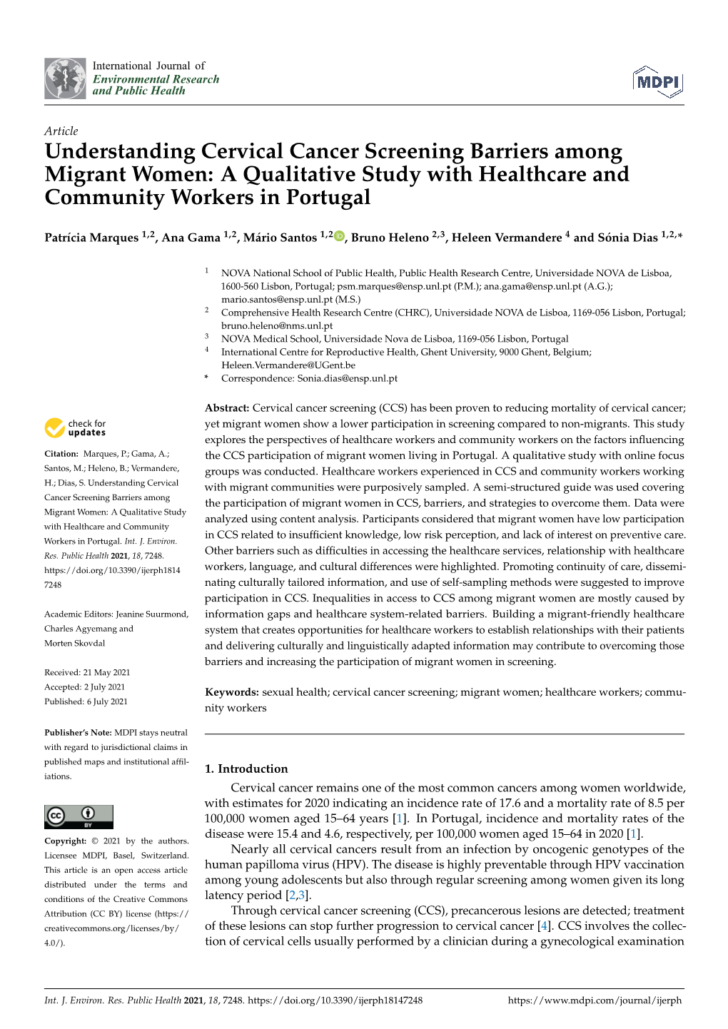 Understanding Cervical Cancer Screening Barriers Among Migrant Women: a Qualitative Study with Healthcare and Community Workers in Portugal