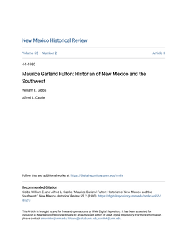 Maurice Garland Fulton: Historian of New Mexico and the Southwest