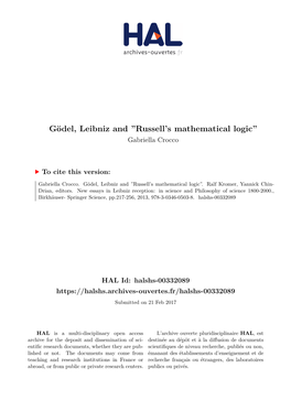 Gödel, Leibniz and ''Russell's Mathematical Logic''