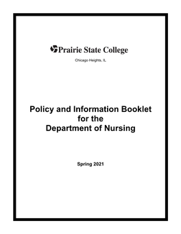 Nursing Policy and Information Booklet Spring 2021