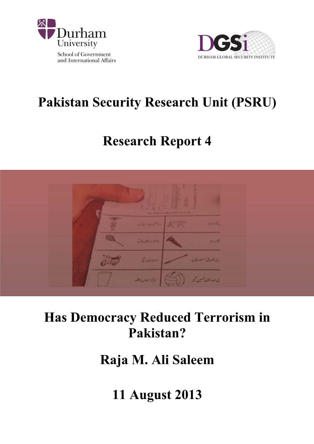 Pakistan Security Research Unit (PSRU)