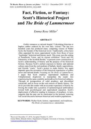 Walter Scott, History, Supernatural, Oral Traditions, the Bride of Lammermoor, Rationalism