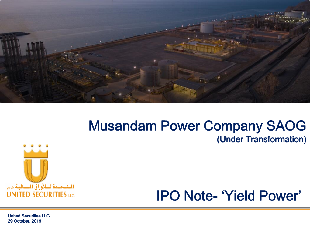 IPO Note- 'Yield Power' Musandam Power Company SAOG