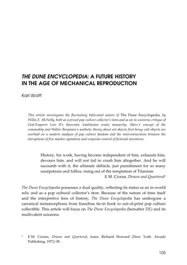 The Dune Encyclopedia: a Future History in the Age of Mechanical Reproduction
